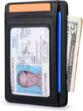Buffway Slim Minimalist Front Pocket RFID Blocking Leather Wallets for Men and Women - Cross Black Small Cross Black