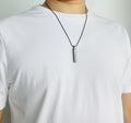 MOO&LEE Men's Tungsten Steel Bar Pendant Necklace with 22 Inches Stainless Steel Snake Chain Black