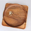 2 Pcs 10 Inch Acacia Wood Dinner Plates Set for Eating Wooden Round Charcuterie Boards Kitchen Serving Platters for Food Dishes Cheese Tray