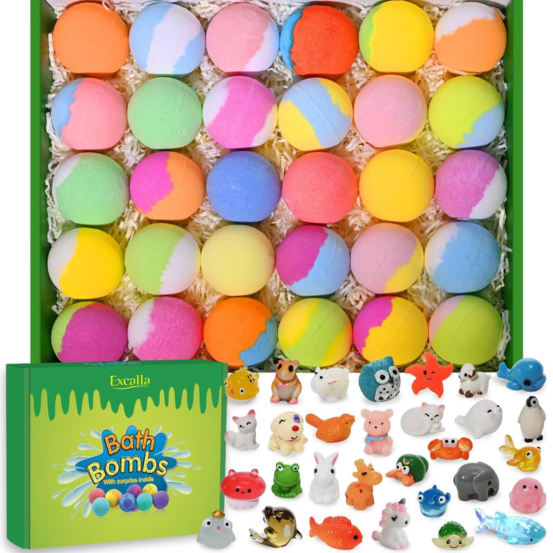 Bath Bombs for Kids with Toys Inside for Girls Boys - 30 Pack Bath Bombs Gift Set with Surprise, Kids Safe Bubble Bath Fizzy Balls Halloween