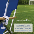 CARIBBEAN JOE Umbrella for Beach Chair, Adjustable and Universal, UV Protection (Bold Stripe, 4ft Arc)