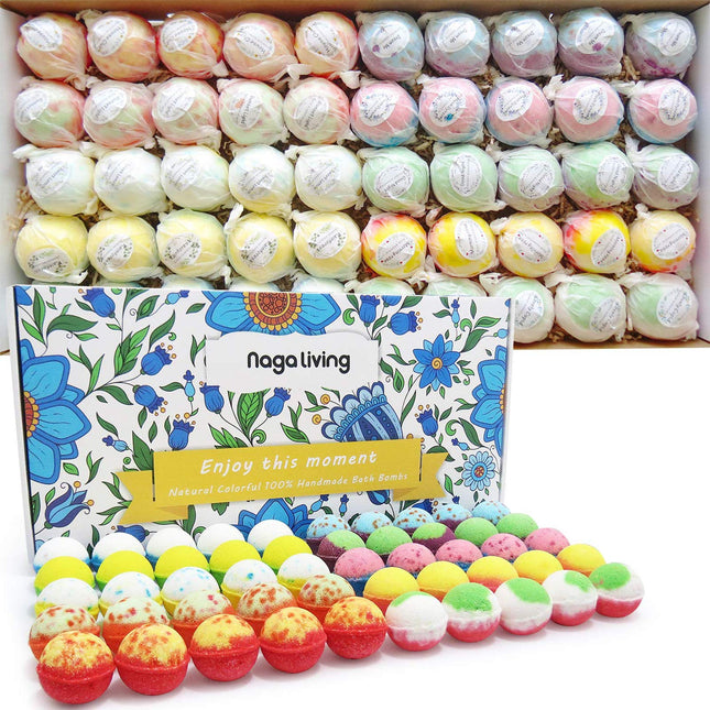 Bath Bombs Gift Set, 50 Handmade Bulk Bath Bombs for Kids, Women, Men, Wonderful