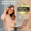 Stylish Blue Light Blocking Glasses for Women or Men - Ease Computer and Digital Eye Strain, Dry Eyes, Headaches and Blurry Vision - Instantly