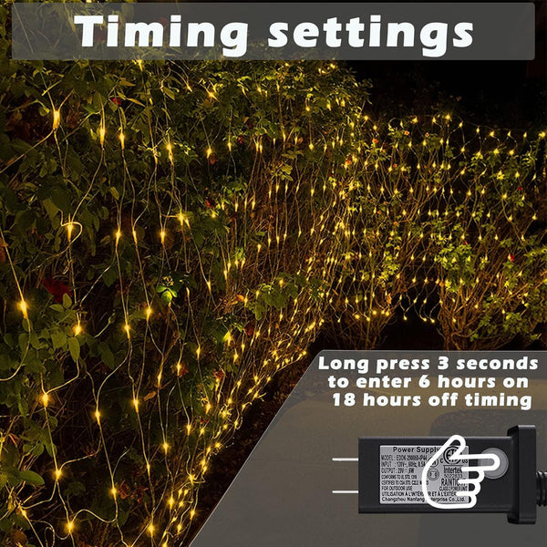 LED Net Lights, 270L 10×10 FT Outdoor Mesh Lights for patio, Pergolas 270LED 10×10FT Net lights Connectable