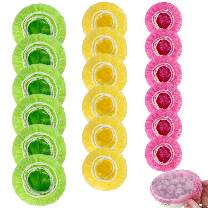 HANSGO 120Pcs Bowl Covers Reusable, Elastic Fresh Keeping Bags Plastic Shower Caps Food Wraps for Family Outdoor Picnic(3 Size)