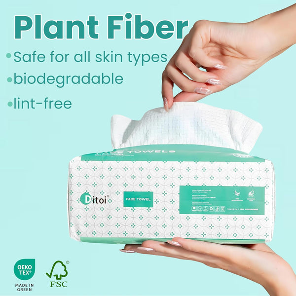 Ditoi Disposable Face Towels,Ultra Soft &Thick Face Dry Wipes for Makeup Removal,Viscose Fiber Facial Coths for Women Daily Cleansing, Skincare,60