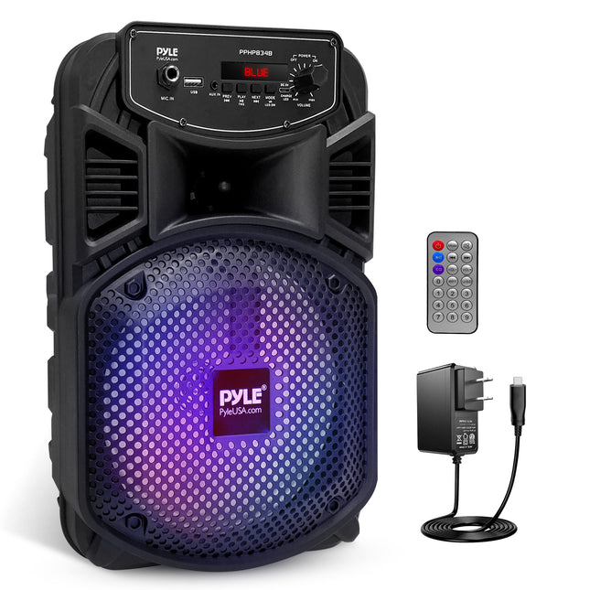 Pyle Portable Bluetooth PA Speaker System-300W Rechargeable Indoor/Outdoor Bluetooth Speaker Portable System W/ 8â Sub