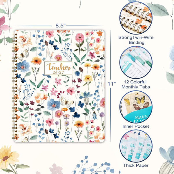 Teacher Planner 2026-2027 - Teacher Lesson Planner 2026-2027, 8.5”x11”, July 2026 - June 2027, Teacher Planner Academic Year, Colorful Monthly