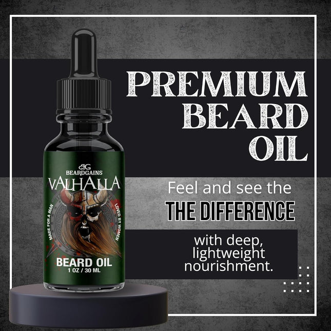 Beard Gains Beard Oil for Men - Organic Beard Growth Oil, Moisturizer & Conditio