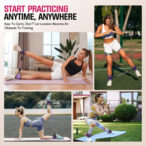 Ayombo Ankle Resistance Bands with Cuffs, Home Gym Workout Equipment, Lifting Glute Butt Exercise Equipment for Women, Ankle Weights Fitness Set,