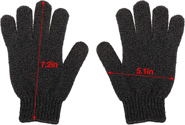 6Pairs Exfoliating Gloves - Premium Black Scrub Wash Mitt for Bath or Shower - Luxury Spa Exfoliation Accessories for Beauty Spa Massage, Suitable