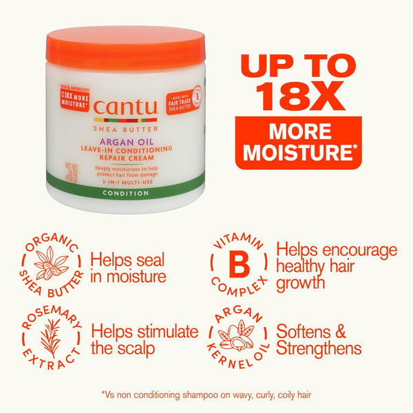 Cantu Argan Oil Leave in Conditioning Repair Cream, 16 Ounce 16 Ounce (Pack of 1)
