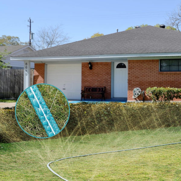 LINEX Sprinkler Soaker Hose 50 Ft for Garden Lawn Watering Hose with Hose Stakes