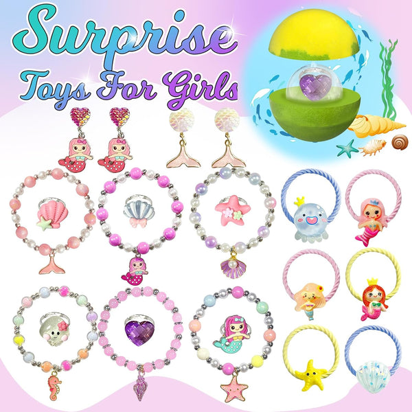 Bath Bombs for Girls Kids with Surprise Inside, 20 Fun Princess Fizzy Bath Bomb with Jewelry Toys, Mermaid Gifts for Daughter Granddaughter Niece,