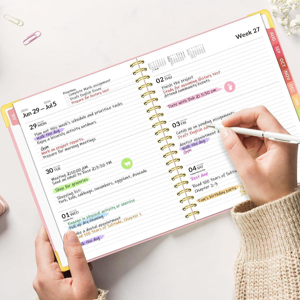 Forvencer Academic Planner 2026-2027, Hardcover Calendar Planner Weekly & Monthly, July 2026 - June 2027, 6" x 8", Daily Agenda with Tabs, College