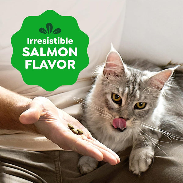 Greenies Feline Smartbites Skin & Fur Health Cat Treats, Salmon, 2.1 oz | Fish oil & flaxseed, omega-3 fatty acids, no artificial flavors or