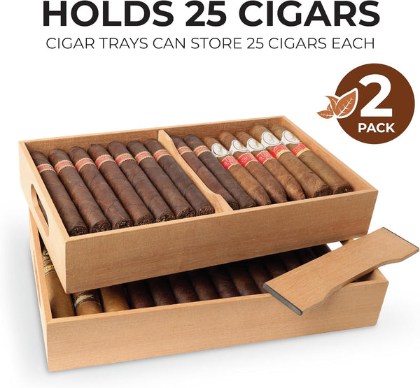 Mantello Cigars Spanish Cedar Cigar Tray - Adjustable Divider, Fits Large Humidors, for Humidor or Walk-in Closet 12.5" x 7.5"x 2.25