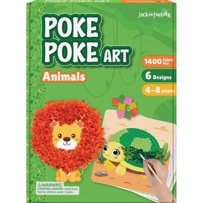 jackinthebox Poke Poke Art – Animals Theme, Mess-Free Fabric Art and Craft, Flower Pressing Kits, Gift for Kids, Gift for Girls and Boys Ages 4 5