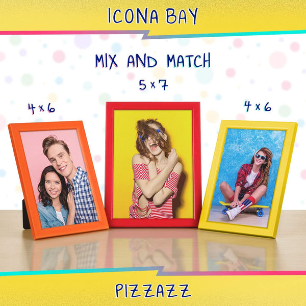 Icona Bay 5x7 Picture Frame, Red Colored Solid Wood Scandinavian Style Frame for Photo, Pizzazz Collection | Icona Bay sturdy wooden photo frame,