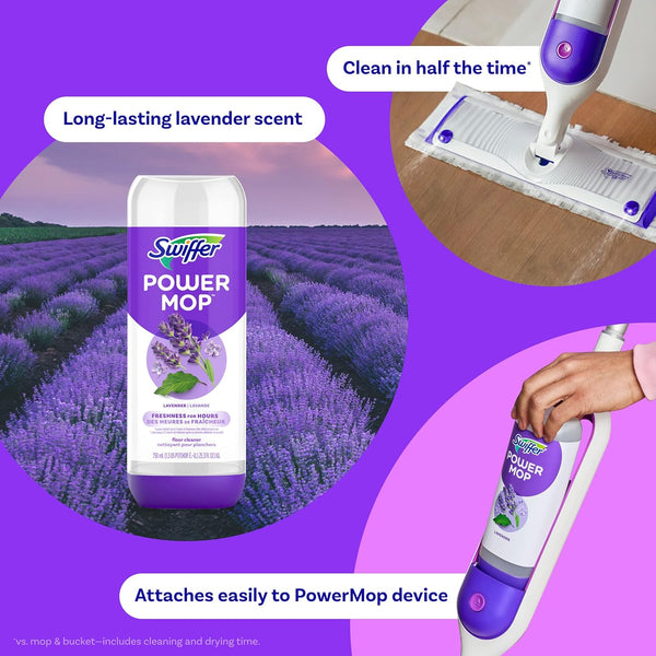 Swiffer Power Mop Refill Pack, Floor Cleaner for Mopping Tile, Vinyl, Laminate, Wood in Home, Bathroom, Kitchen, All Purpose Multi-Surface