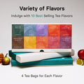 OSULLOC Premium Tea Collection (40 Count, 10 Flavors X 4 Ea), Assorted Tea Bag Sampler, Premium Organic Pure & Blended Self Care Gift Set Box from