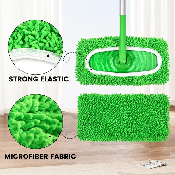 6Pcs Reusable Microfiber Mop Pads Compatible with Sweeper Mop, Replacement Wet Mopping pad Refills & Washable Dry Sweeping Cloths for
