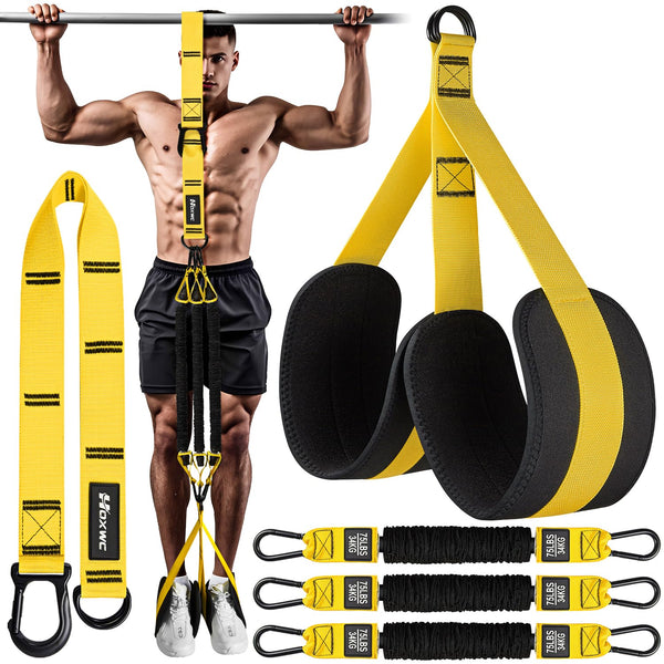 HOXWC Pull Up Assistance Bands, Adjustable Heavy Duty Resistance Band for Pull Up, 3 Pull Up Bands, Comfortable Fabric Feet/Knee Rest, Assistance