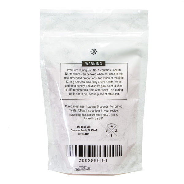 The Spice Lab Pink Curing Salt No. 1, Prague Powder 1, 1 lb Bag | 6.25% Sodium Nitrite Curing Salt for Meat, Game, Bacon Cure, Brining, Jerky,