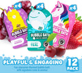 Tub WorksÂ® Magical Kids Bubble Bath, Variety 12 Pack | Creates Colorful Water & Tons of Foam Bath Bubbles | Nontoxic | Character-Themed Bubble