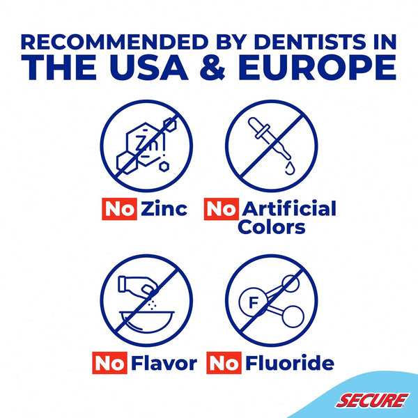 Secure Denture Adhesive Cream, Zinc Free Denture Glue, 1.4 oz, 2 Pack Regular 2.8 Oz (2 Packs of 1.4 Oz)