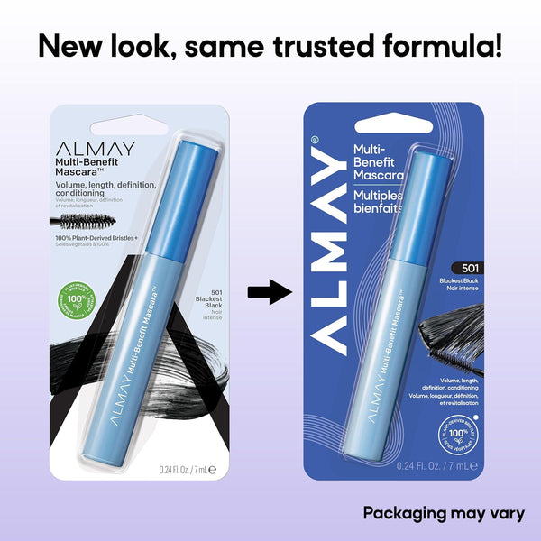 Almay Multi-Benefit Mascara, Volumizing + Lengthening, Hypoallergenic, 502 Black 502 Black 0.24 Fl Oz (Pack of 1)