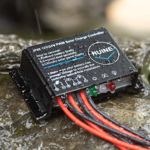 20A 12V 24V Auto IP68 Waterproof PWM Solar Charge Controller Solar Panel Battery Intelligent Regulator for Solar System Caravan Boat(24 Hours