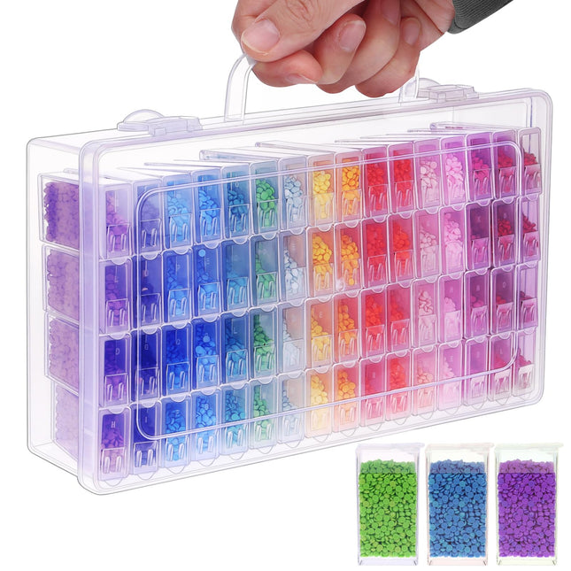 SGHUO 64 Grid Diamond Painting Storage Containers Diamond Art Accessories Tool Box Craft Storage with Adjustable Divider