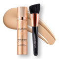 LUMINESS Silk Airbrush Spray Foundation & Buffing Brush Kit â€“ Full Coverage Foundation & Dual-Sided Buffing Brush - Buildable Coverage,