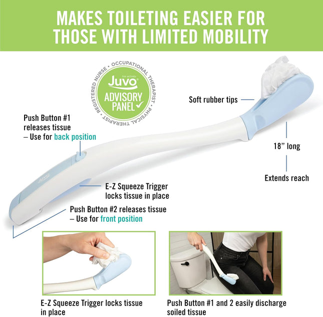 Juvo Toilet Aid - Personal Bottom Wiping Tool, Bathroom Mobility Aid for Disable