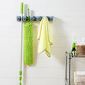 Amazon Basics Rectangular Heavy Duty Wall Mount Broom and Mop Holder, Sturdy Tool Organizer with Hooks and Slots for Garage, Garden, Laundry,