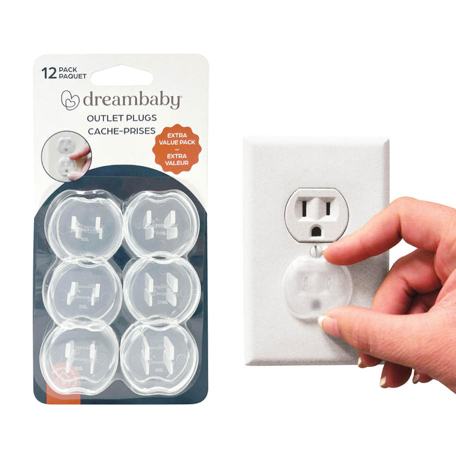 Dreambaby Plastic Baby Safety Outlet Plug Covers - 12 Pack - Outlet Covers Baby 