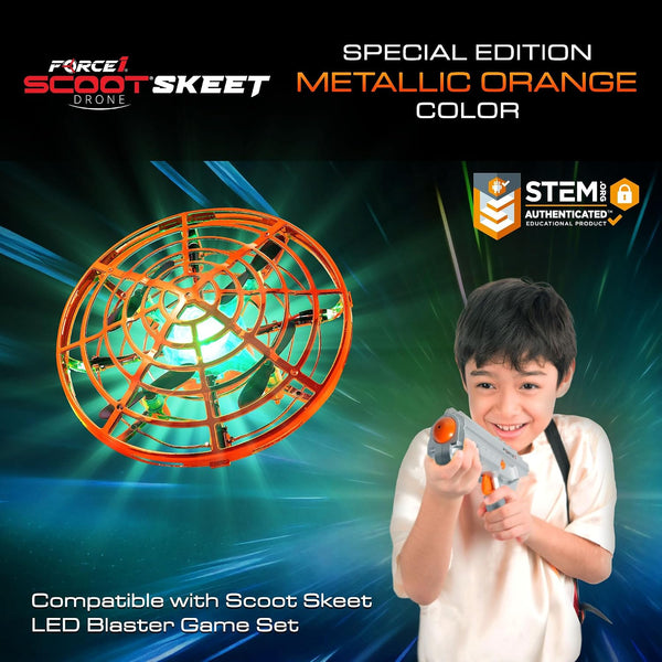 Force1 Scoot Skeet Mini Drone Electronic Shooting Game for Kids (Drone Only)- Hand Drones for Kids Compatible with Scoot Skeet LED Blaster,