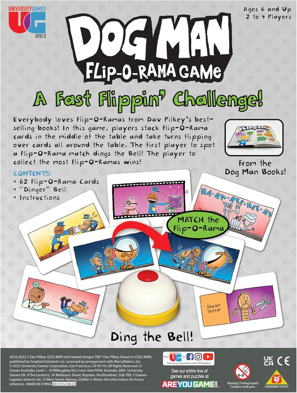 Dog Man Flip-O-Rama Memory Card Game for Kids, Family Game, Ages 6+