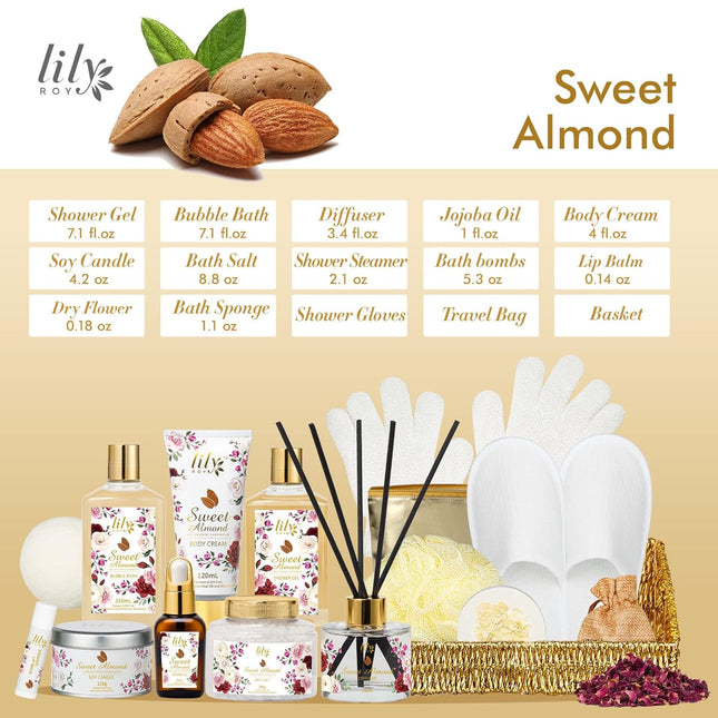 Mothers Day Gifts for Mom Spa Gift Basket Set for Women 17-Piece Almond Luxury S