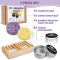 Miztag Home & Health Shampoo and Conditioner Bar Set - 5Pcs with Holder & Travel Tins - Vegan, Sulfate-Free, Paraben-Free - Great Mothers Day Gift