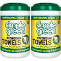 Simple Green Professional Grade Heavy-Duty Cleaning and Degreasing Towels, All-Purpose Cleaning Wipes, 75 Count (Pack of 2)