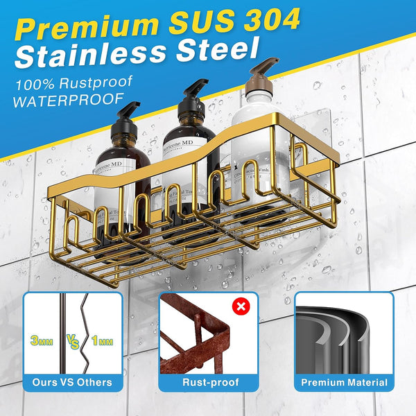 Shower Caddy 5 Pack,Adhesive Shower Organizer for Bathroom Storage&Home Decor&Kitchen,No Drilling,Large Capacity,Rustproof Stainless Steel