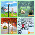 FEED GARDEN Heavy Duty Shepherds Hook 76" Double Hooks Adjustable (44/60/76") - Alloy Steel 5-Prong Base, 17lb Capacity - Easy Assembly Bird