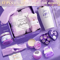 YFONG Spa Gifts for Women, Birthday Gifts for Women, Self Care Get Well Soon Gifts Basket for Mom, Wife, Girlfriend, Sister, Purple Gift Set for