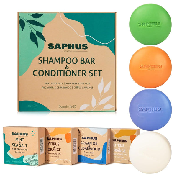 Shampoo Bars and Conditioner Bar for Hair Gift Set 4 Pack, Soap Free Solid Shampoo and Conditioner with Natural Ingredients | Zero Waste, Sulfate