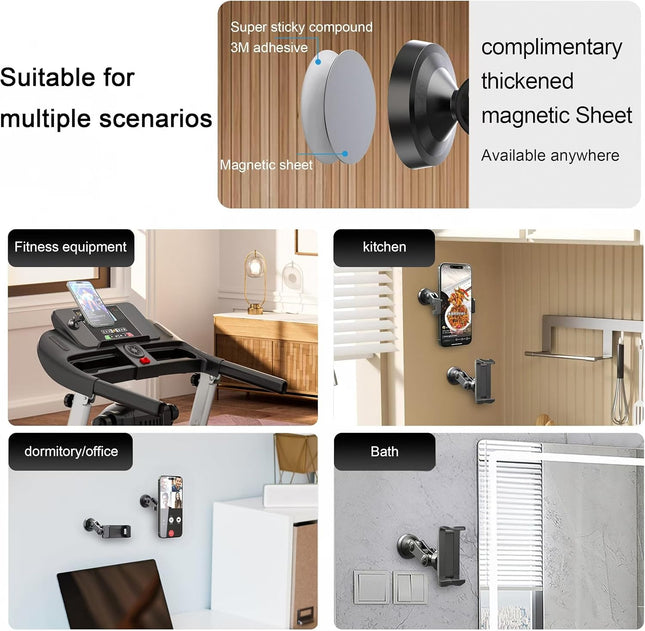 Gym Magnetic Phone Holder Mount,360 Adjustable, Magnet Base Phone Mount, Attracts to Ferrous Metal Surface,Magnet Phone 