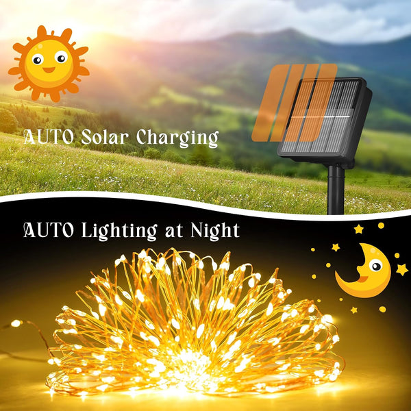 Selarlyt 200 LED 72Ft Solar String Lights for Outside, Solar Fairy Lights for Outside Waterproof with 8 Modes, Twinkle Light for Patio Tree