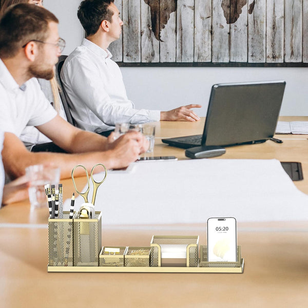 SUPEASY Pen Holder for Desk, 6 Piece Mesh Desk Organizer Set, Desk Accessories for Office Organization with Mail Organizer, Letter Phone Holder,