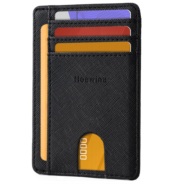 Hoewina Slim Wallet for Men, Minimalist Front Pocket RFID Blocking Leather Wallets, Thin Travel Card Holder Wallet, Gifts for Men and Women (Cross